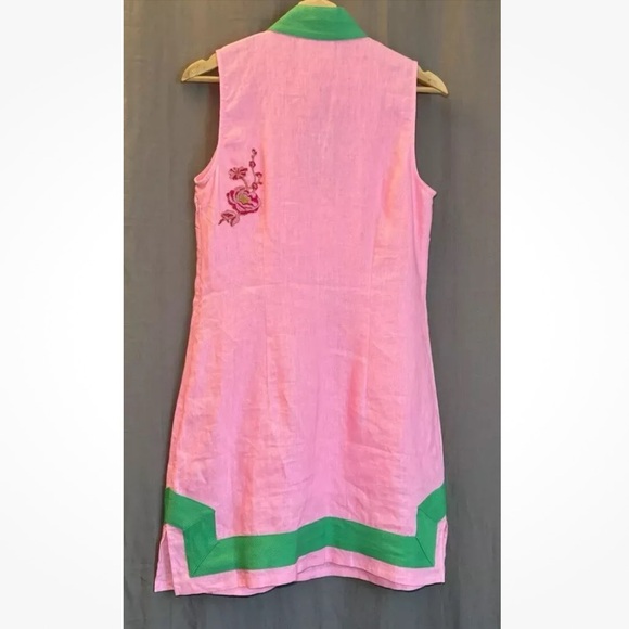 SAIL to Sable Linen Hot Pink green  Tunic dress Custom size small - Picture 7 of 13
